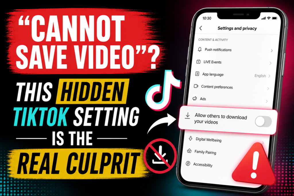 Cannot Save Video on TikTok